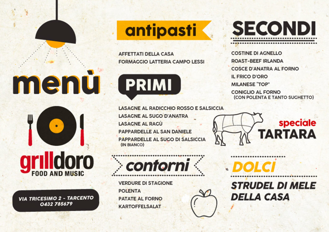 progettazione grafica menù per ristoranti